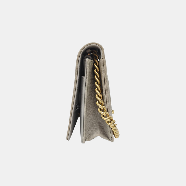 Chanel Wallet on Chain Boy Flap Grey Caviar Leather Gold Hardware 2018