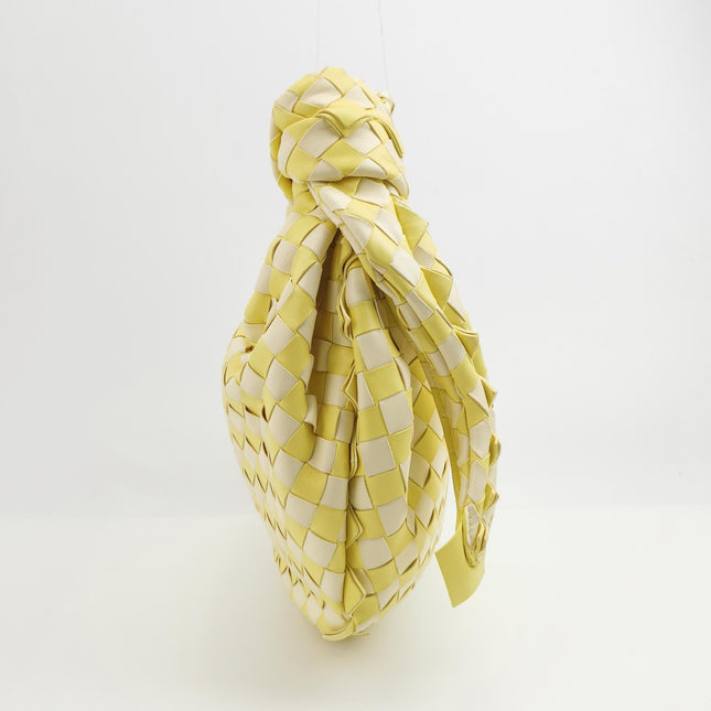 Bottega Veneta Teen Jodie Yellow White Checkered Intrecciato Leather