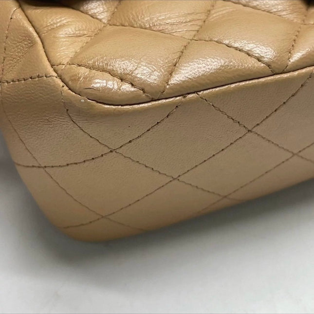Chanel Classic Flap Rectangular Mini Beige Lambskin Silver Hardware