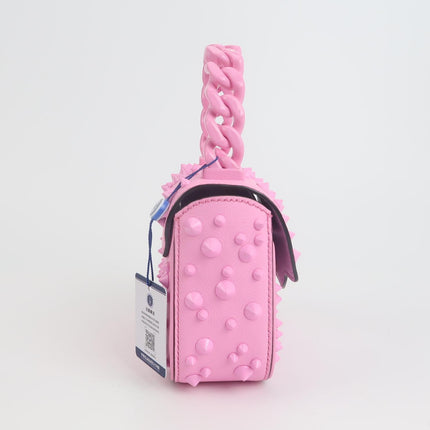 Versace La Medusa Mini Pink Studded Top Handle Bag