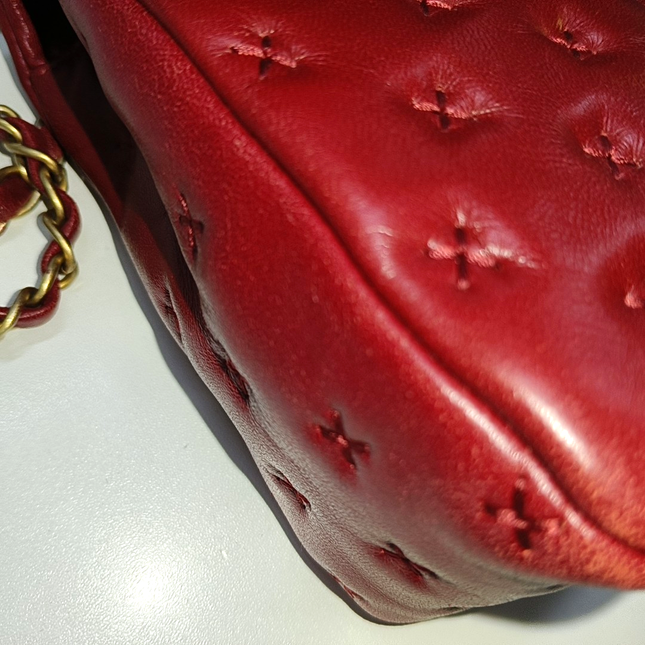 Chanel Paris-Rome Cross Stitch Mini Coco Handle Red Lambskin Crossbody Bag, 2017