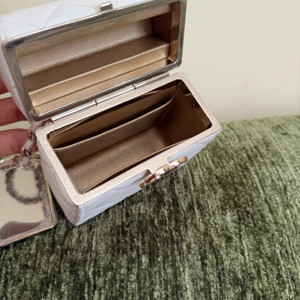 Chanel 22p Mini White Quilted Lambskin Box Clutch Crossbody Bag