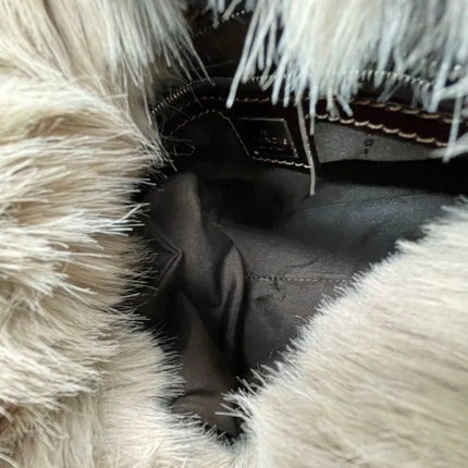 Fendi Baguette Soft Beige Fluffy Fur Shoulder Bag
