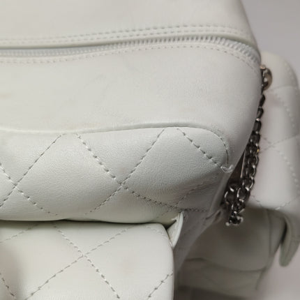 Chanel Cambon Multi-pocket Ligne Reporter Bag Large White Calfskin Leather