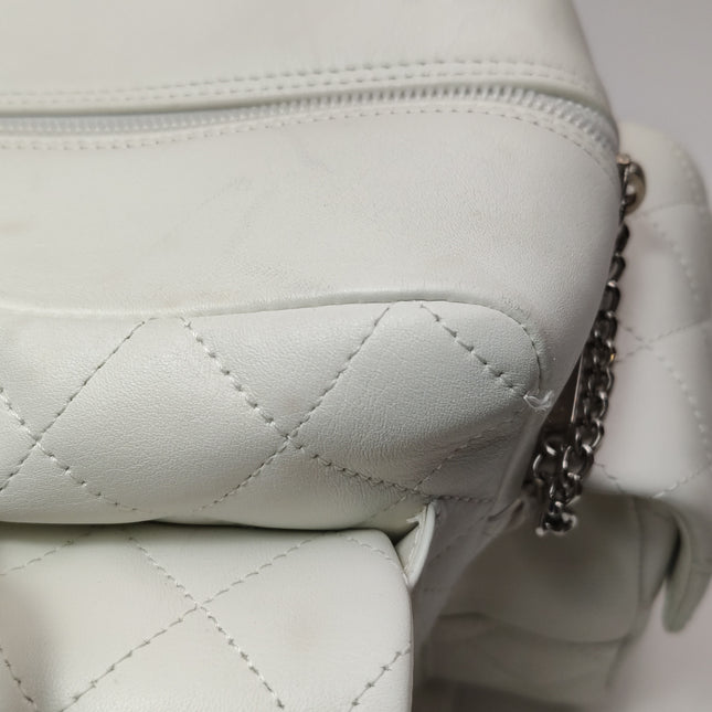 Chanel Cambon Multi-pocket Ligne Reporter Bag Large White Calfskin Leather