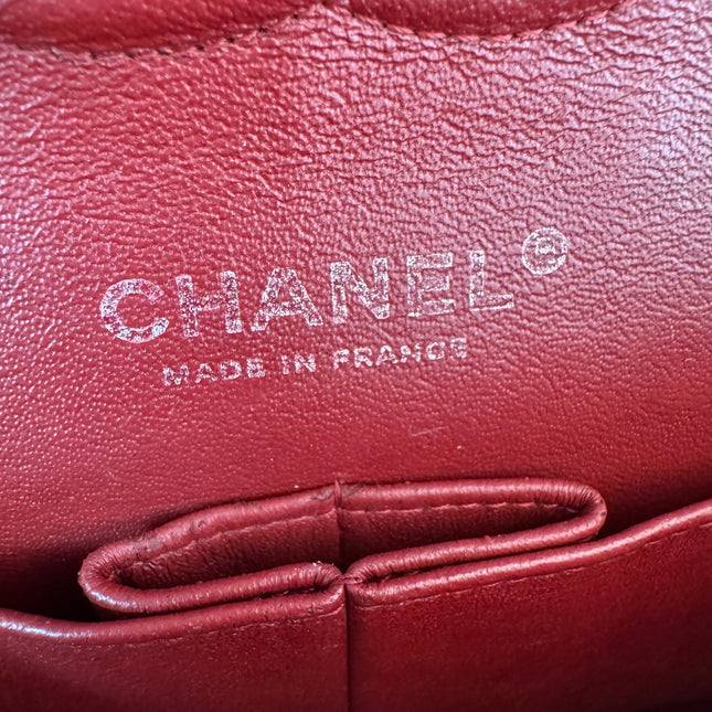 Chanel Classic Flap Burgundy Lambskin Leather Gunmetal Grey HW, 2011-2012