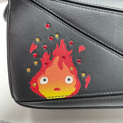 Loewe x Howl's Moving Castle Studio Ghibli Collection Puzzle Calcifer Mini Black Crossbody Bag