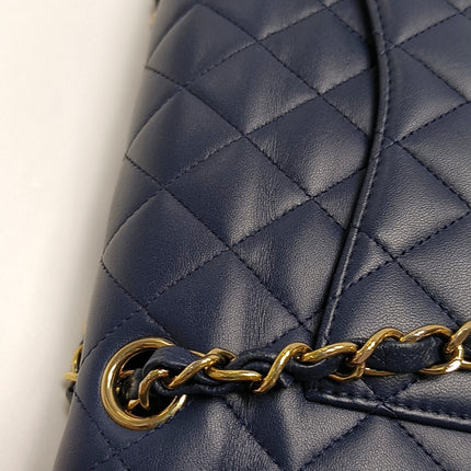 Chanel Classic Flap Small Navy Lambskin Leather Gold Hardware