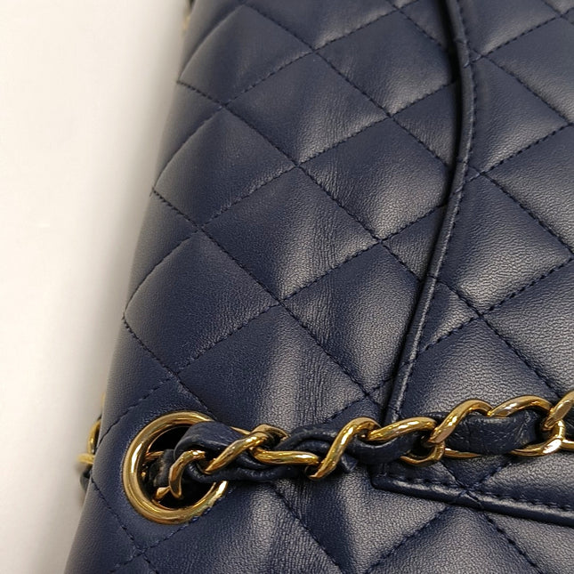 Chanel Classic Flap Small Navy Lambskin Leather Gold Hardware