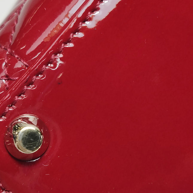 Lady Dior Mini Handbag 2017 Red Patent Leather Gold-tone Chain Strap