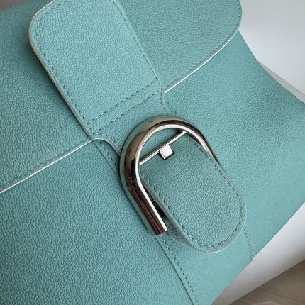 Delvaux Brilliant MM Medium Bright Tiffany Blue Calfskin Leather Crossbody Bag
