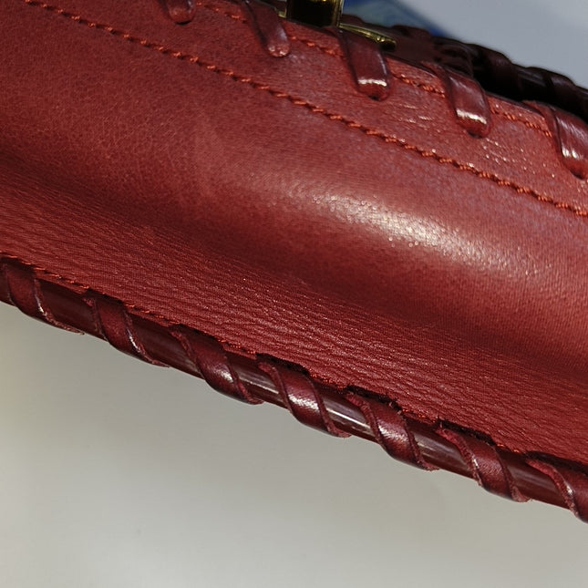 Chanel Classic Flap Medium Happy Stitch Red Aged Calfskin Leather Gold Hardware, 2015-2016