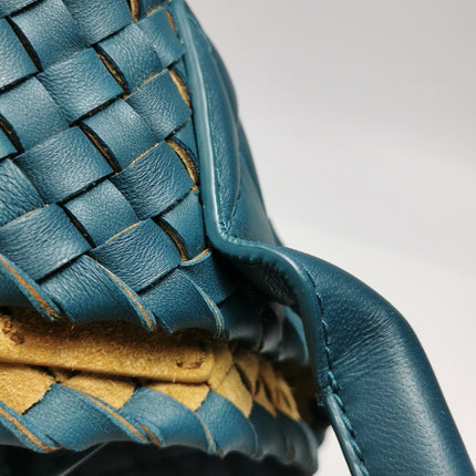 Bottega Veneta Cabat Tote Small/Medium Intreccio Blue Green Leather and Suede Lining 32cm