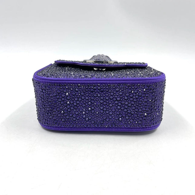 Versace La Medusa Mini Crystal Embellished Top Handle Bag in Purple