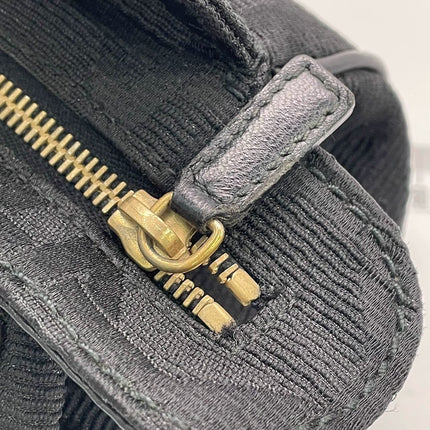 Christian Dior Macros Cannage Coating Canvas Handbag in Black