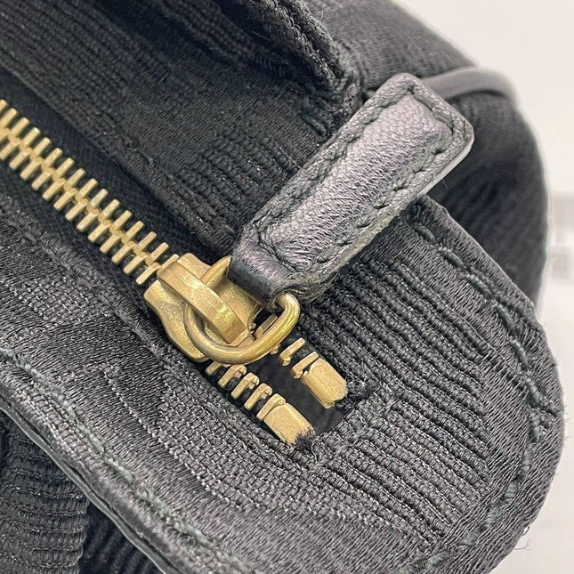 Christian Dior Macros Cannage Coating Canvas Handbag in Black