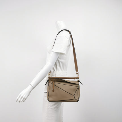 Loewe Puzzle Small Sand Beige Brown Strap Crossbody Bag
