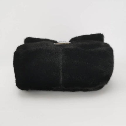 Fendi Mamma Baguette Black Faux Fur Shoulder Bag
