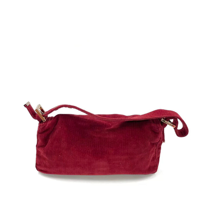 FENDI Baguette Vintage Red Corduroy Shoulder Bag