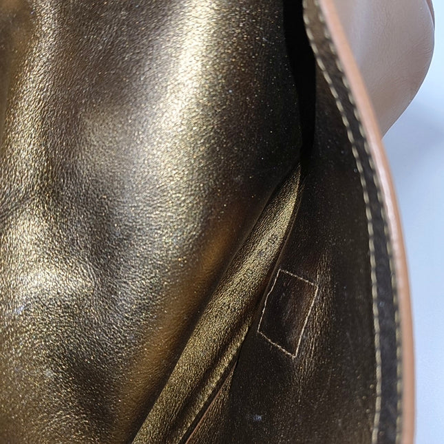 Fendi Baguette Beige Leather with Gold Studded Metal Buckle