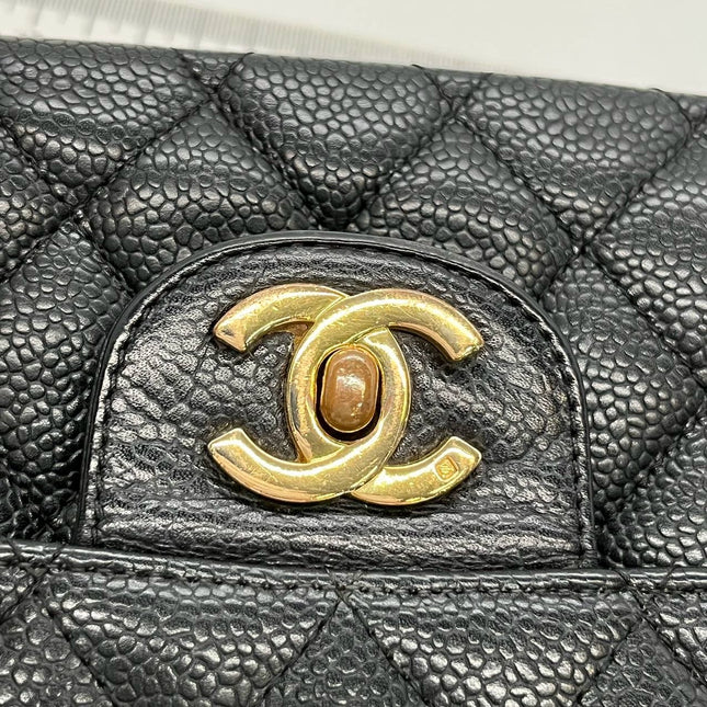 Chanel Classic Flap Medium Black Caviar Leather with 24k Gold Hardware, 2008-2009