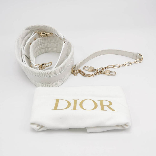 Sold Lady D-Joy Mini Handbag Microcannage Technical Fabric White with Two Straps