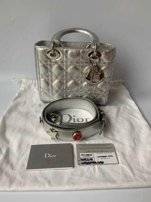 Sold Lady Dior ABCdior Small Silver Cannage Lambskin Handbag