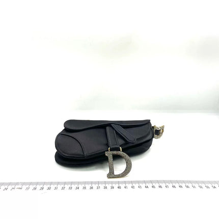 Dior Saddle Mini Silk Handbag Black with crystals