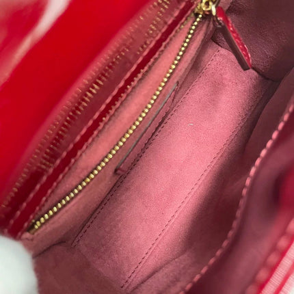 Lady Dior Mini Handbag 2021 Burgundy Red Patent Leather Gold-tone Chain Strap