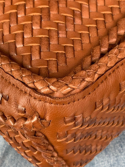 Loewe Puzzle Small Leather Woven Braided Tan Brown Crossbody Bag