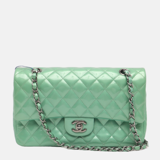 Chanel Classic Flap Medium Mint Green Patent Leather 2012-2013-Luxbags