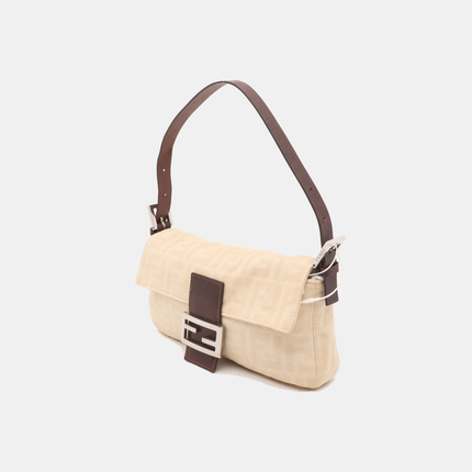 Fendi Baguette Vintage Beige Canvas Zucca Print Shoulder Bag