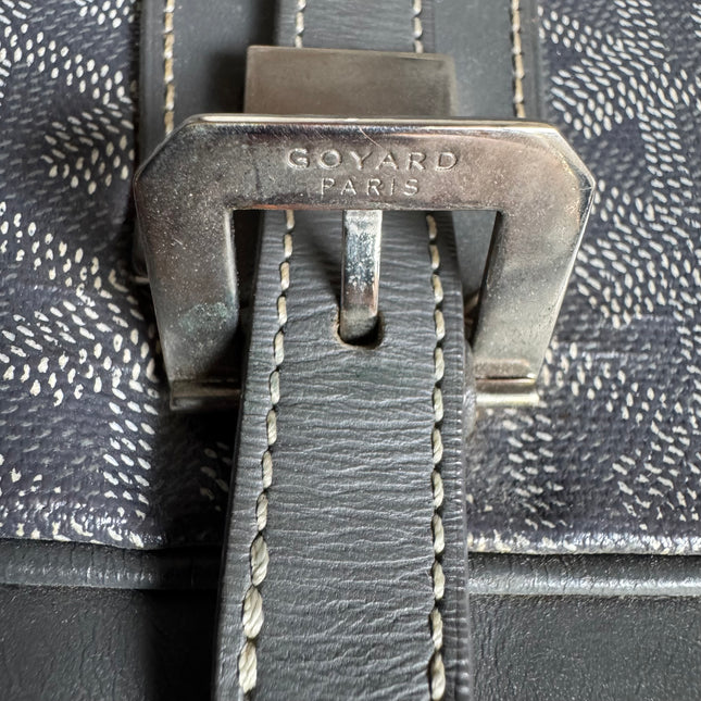 Goyard Ambassade Document Case Small 35cm Handbag Grey Canvas Leather Silver Hardware