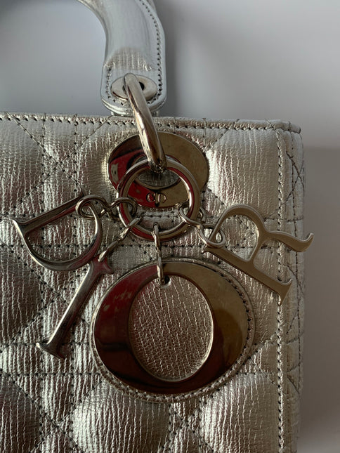 Sold Lady Dior ABCdior Small Silver Cannage Lambskin Handbag