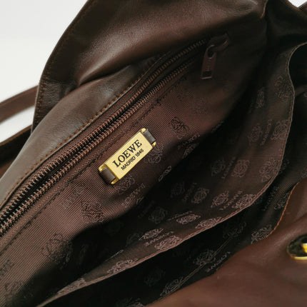 Loewe Flamenco Medium Brown Suede Leather Shoulder Bag 28cm