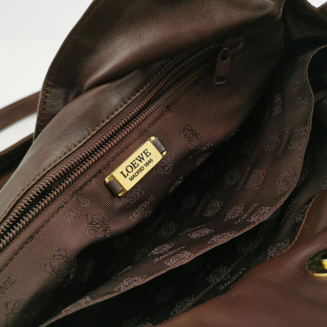 Loewe Flamenco Medium Brown Suede Leather Shoulder Bag 28cm