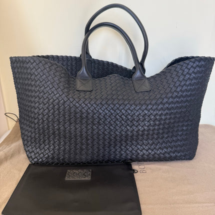 Bottega Veneta Cabat Large Intreccio Leather Tote Bag Black 45cm-Luxbags