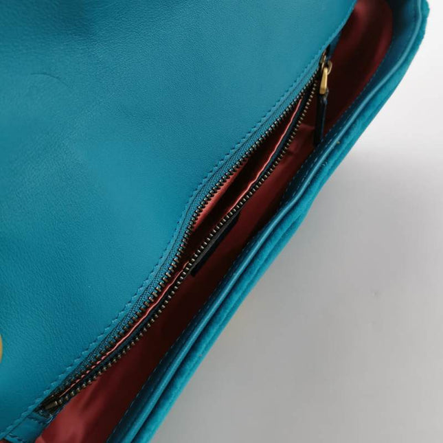 Gucci Marmont Small Flap Turquoise Blue Velvet Handbag