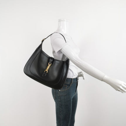 Sold Gucci Jackie 1961 Medium Black Leather Bag with Adjustable Strap
