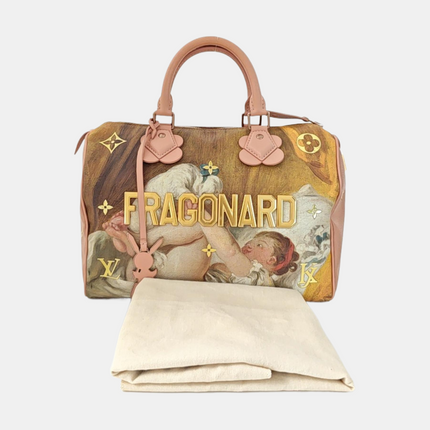 Louis Vuitton x Jeff Koons Speedy 30 Fragonard Girl with the Dog Top Handle Bag