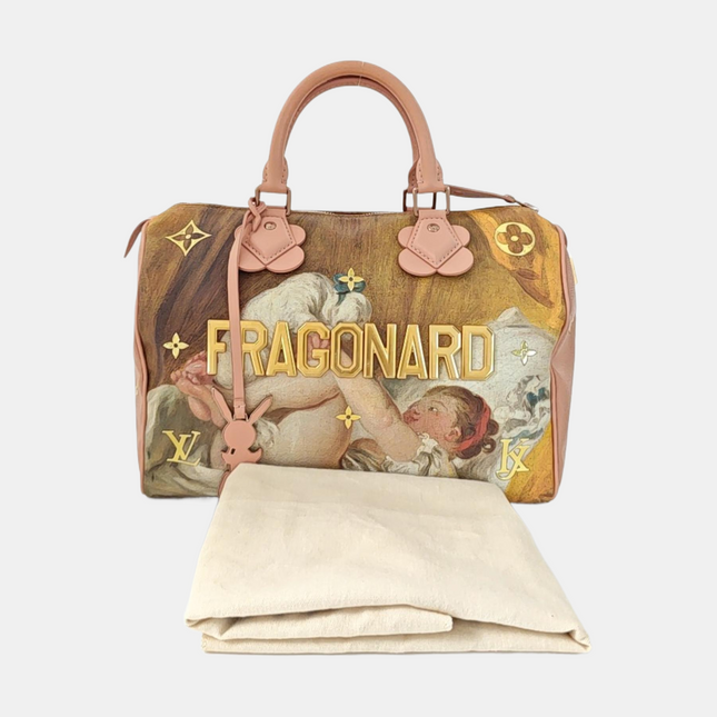 Louis Vuitton x Jeff Koons Speedy 30 Fragonard Girl with the Dog Top Handle Bag