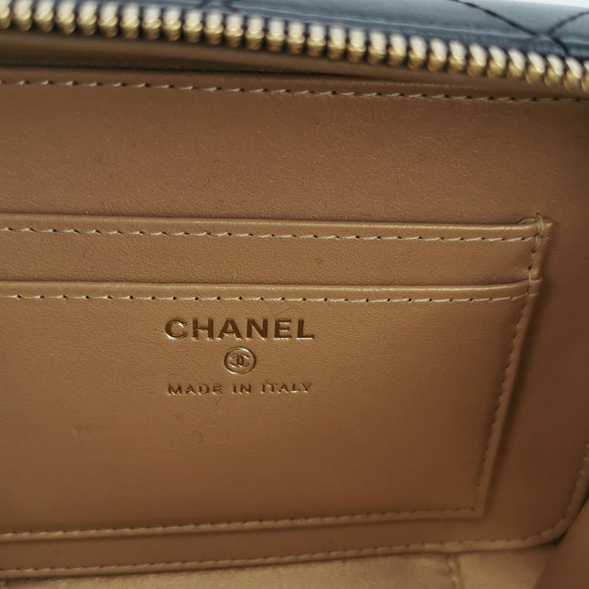 Chanel Vanity Case Mini Black Quilted Lambskin Golden Plate 2021