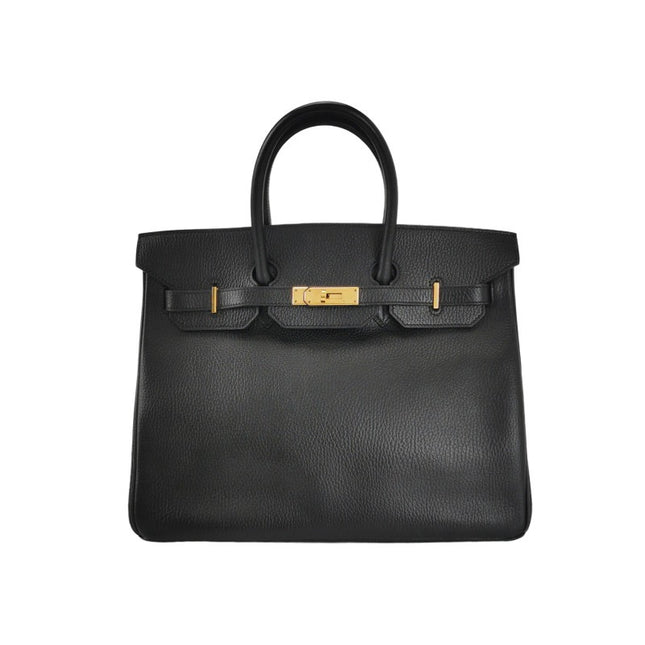 Hermes Birkin 35 Black Calfskin Leather Gold Hardware 1997-Luxbags