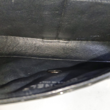 Chanel Baguette Flap Shoulder Bag Black Patent Leather Silver Double Chain