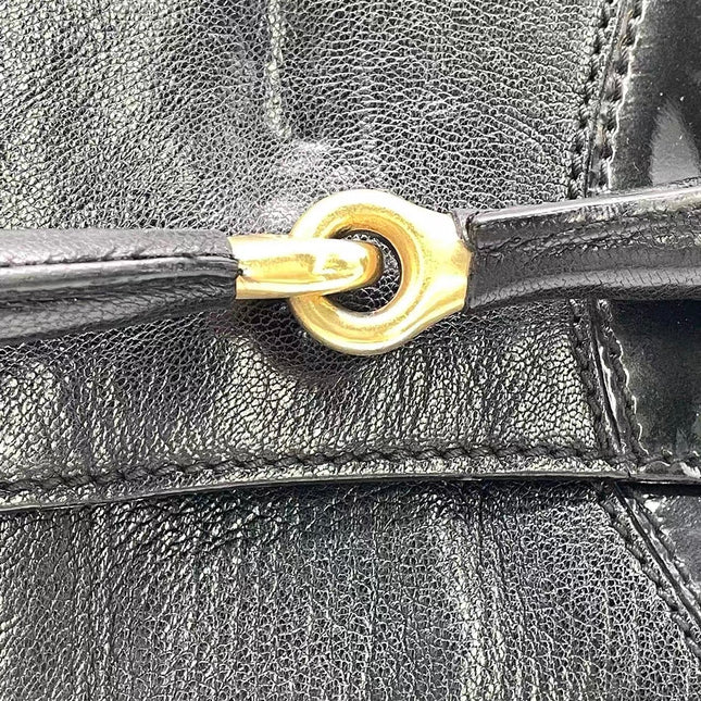 Gucci Horsebit 1955 Chain Large Black Leather and Patent Leather Shoulder Bag