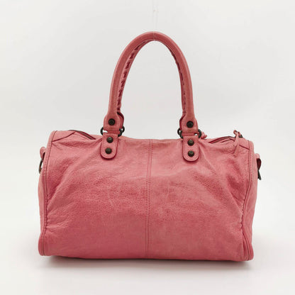 Balenciaga City Bag Pink with Black hardware Large Crossbody Bag