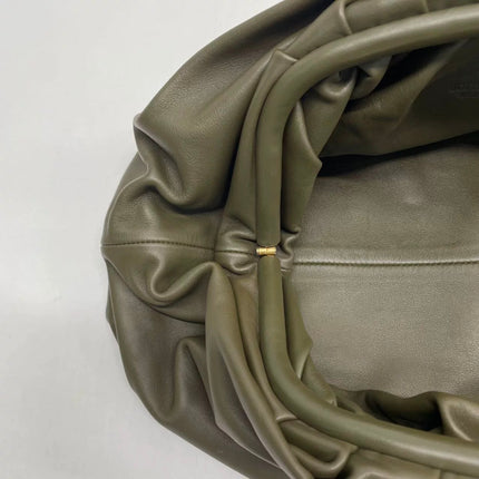 Bottega Veneta Pouch Calfskin Leather Dark Green Large