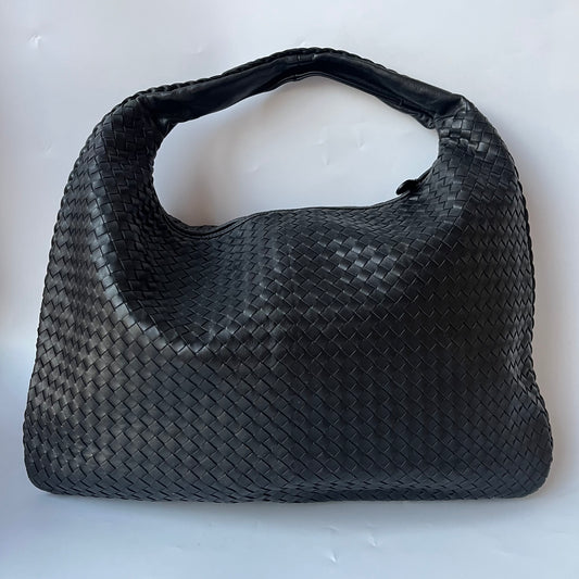 Bottega Veneta Veneta Hobo Maxi Black Leather 51cm-Luxbags