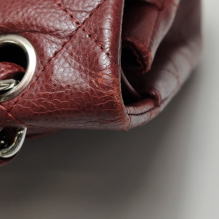 Chanel Classic Flap Jumbo Dark Red Caviar Leather Double Flap Silver Hardware