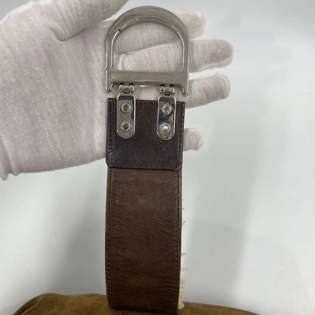 Dior Flight Medium Brown Shearling Leather Shoulder Bag